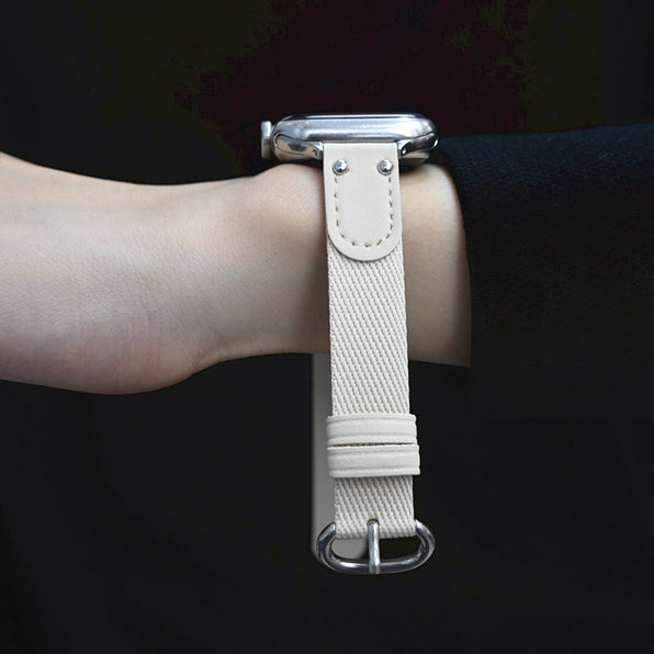 Elegant genuine leather and nylon Apple Watch band