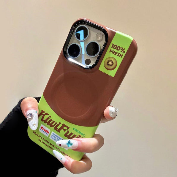 Kiwi pattern iPhone case with MagSafe stand