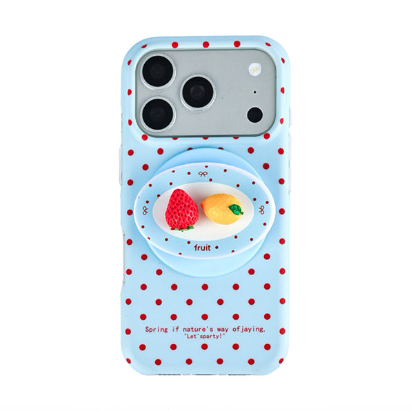 Red Polka Dot 3D Fruit Stand iPhone Case
