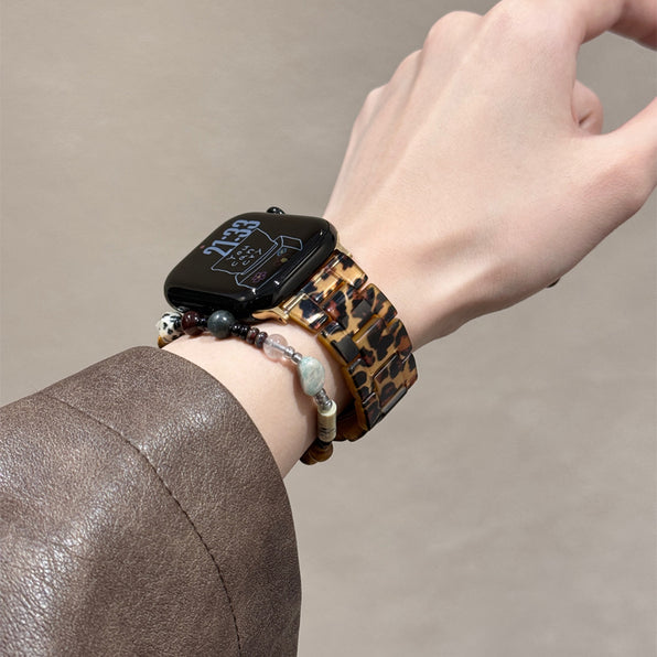 Leopard Print Series 12/11/10/Ultra/SE Compatible Resin Apple Watch Band 2 Types
