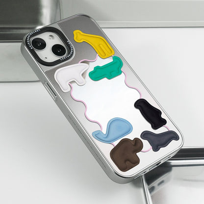 可愛い動物モチーフミラー付きマット加工TPUスマホケース