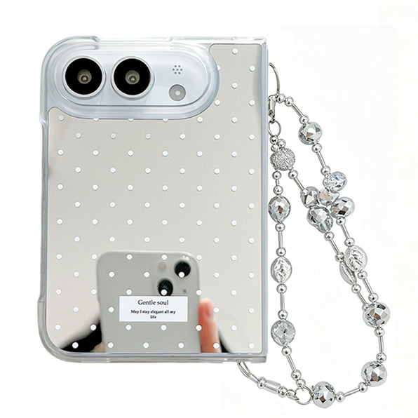 Dot Mirror Bead Strap iPhone Duo Case