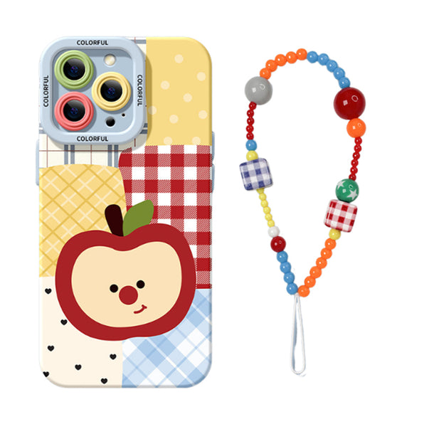 りんごチェック柄 シリコンスマホケース