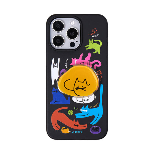 カラフル猫イラスト生分解性素材スマホケース