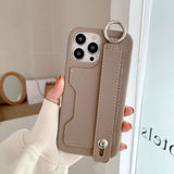カード収納付きiPhoneケース｜手首ストラップ×レザー