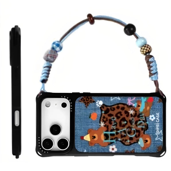 Denim Bear MagSafe iPhone Case with Strap Options