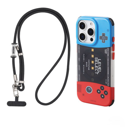 赤青配色ゲーム機モチーフオリジナル個性派マグネット式スマホケース