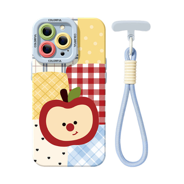 りんごチェック柄 シリコンスマホケース