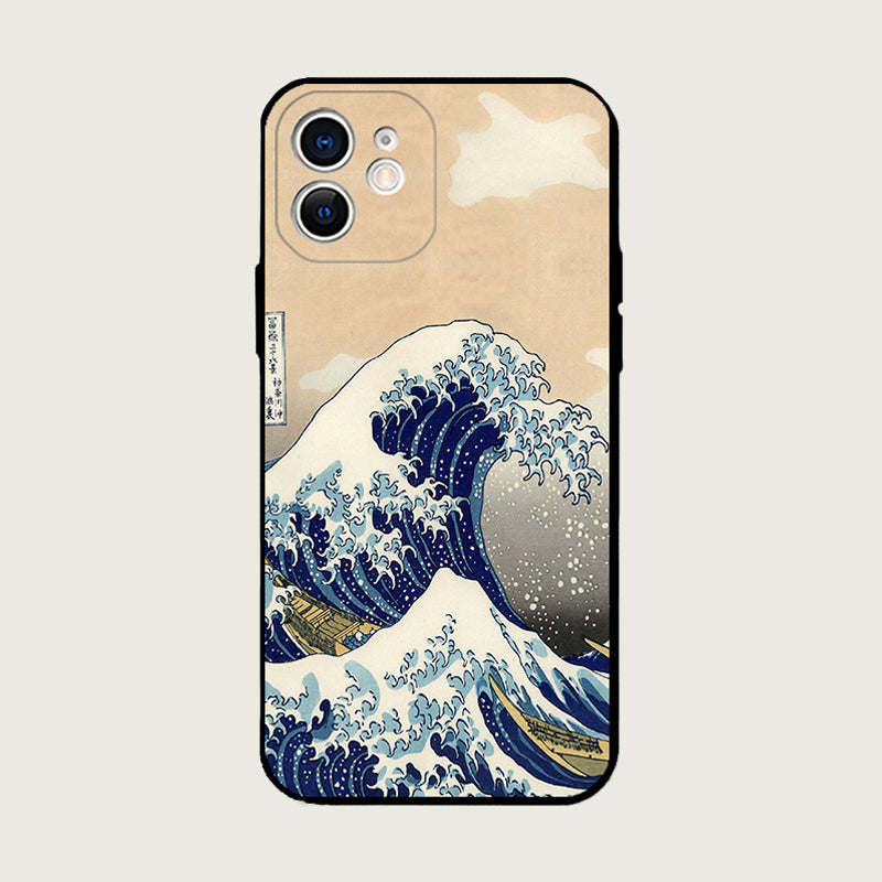 「浮世絵シリーズ」神奈川沖浪裏iPhoneケース浮世絵スマホケース(ブラック)