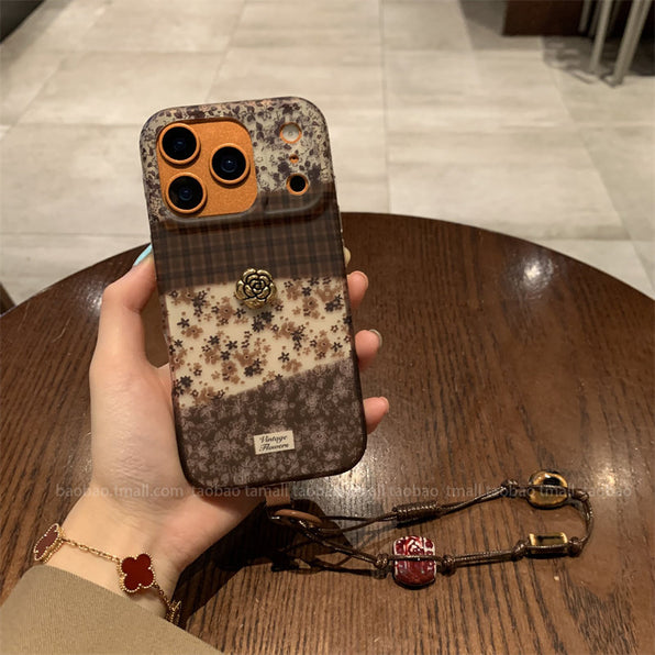 Camellia iPhone Case - Check and Small Flowers
