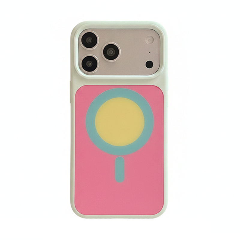 グリーン×ローズピンク バイカラーiPhoneケース MagSafe対応