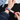ワインレッド×ブルーのパッチワークデニムApple Watchバンドの着用イメージ