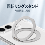 iPhone Duo用クリアケースの回転リングスタンドと角度調整