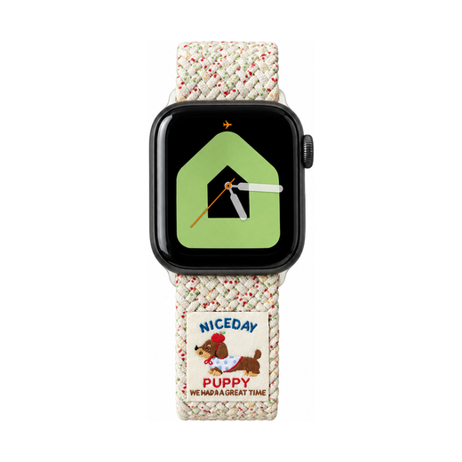 ライトピンク(カラーネップ)のApple Watchバンド、表盤を含む白背景メイン画像