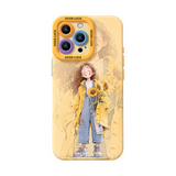 ベージュポケット(単品)の人物アート シリコン iPhoneケース、実物の柄と付属品の参考画像
