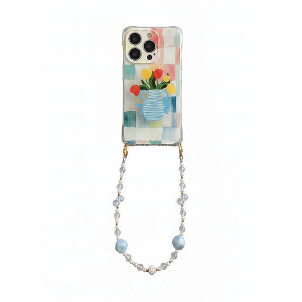 iPhone Case Watercolor Floral Base Stand Chain