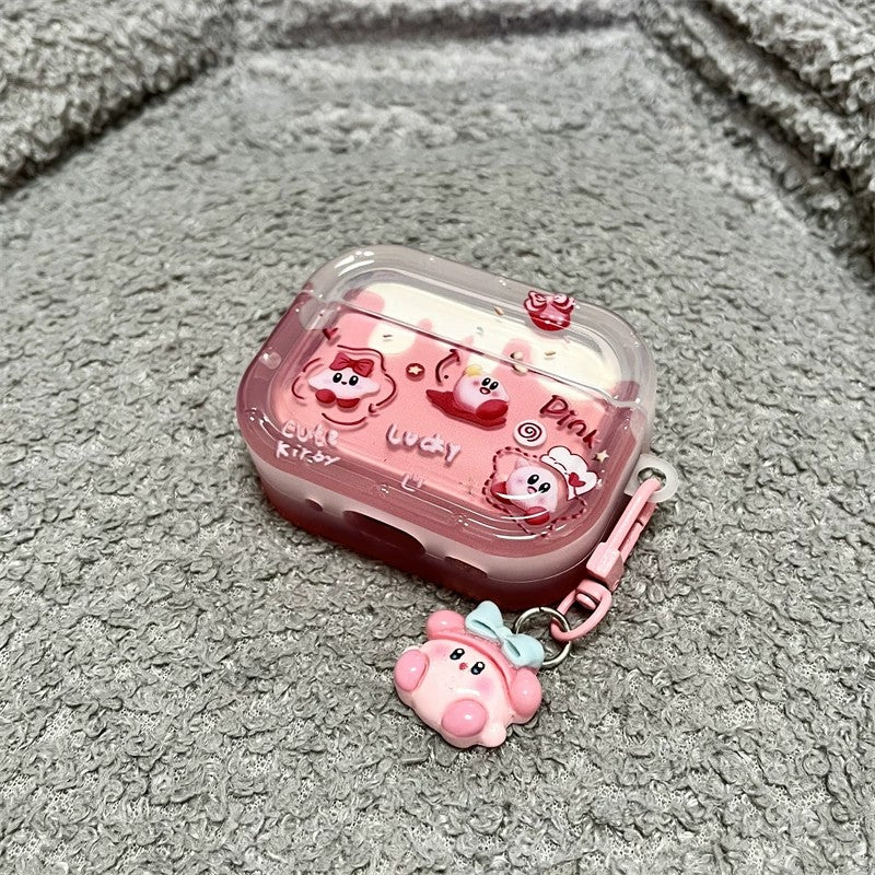 AirPods ケース まんまるピンクキャラ 星柄 半透明 ディテール 第4世代対応