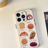 クリーム色のパン柄iPhoneケース単品 ストラップなしタイプ