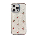 さくらんぼ チェリー 赤 水鑽 デコレーション iPhone ケース 立体エポキシレジン キラキラ TPU シェル調 かわいい 女子 おしゃれ