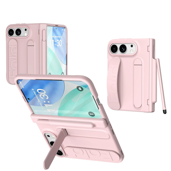 iPhone Duoケースの多角度イメージとスタンド使用例