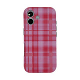 チェック柄 iPhoneケース 韓国 ローズピンク メイン(白底)