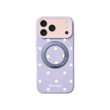 カラフルドット 360°回転スタンド付き iPhoneケース パープル+ライトイエロードット メイン