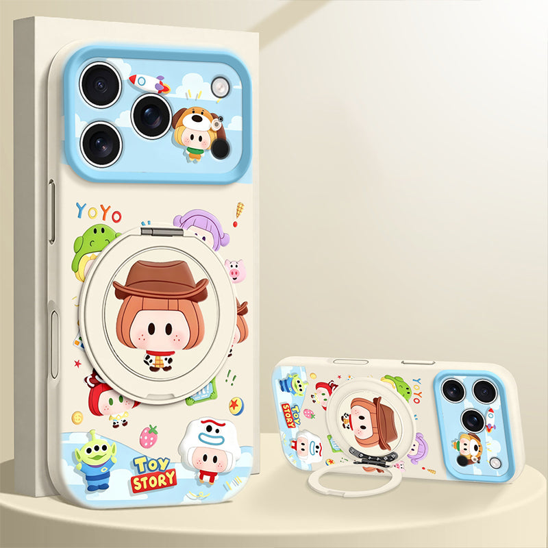 カラフルイラスト シリコンiPhoneケース 回転スタンド付きの商品画像