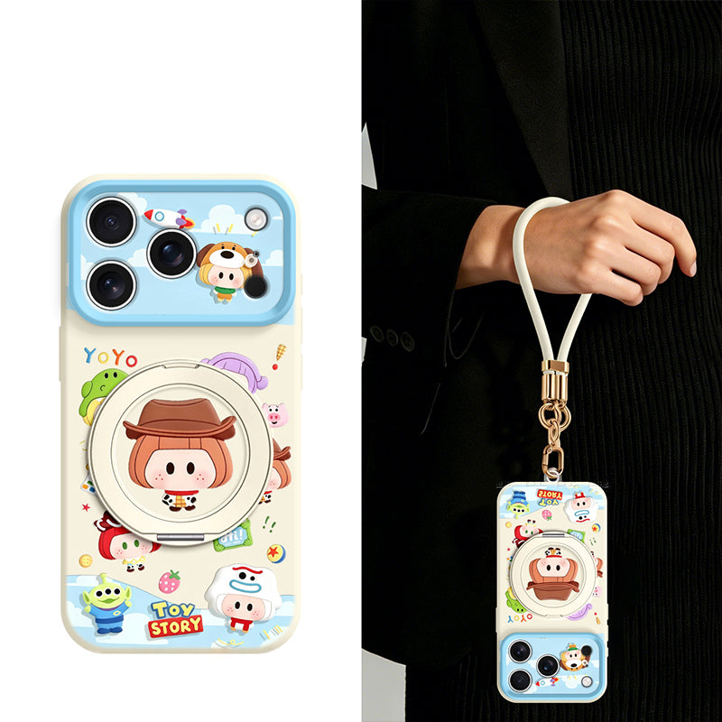 カラフルイラスト シリコンiPhoneケース ハンドストラップと回転スタンド付きの商品画像