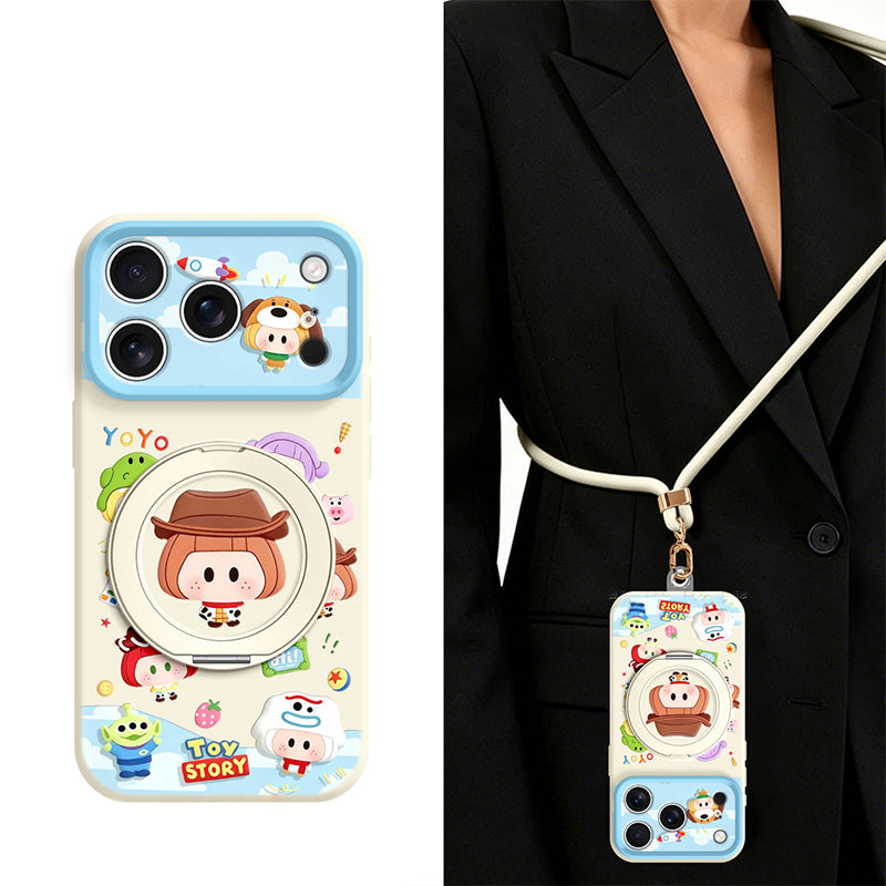 カラフルイラスト シリコンiPhoneケース ショルダーストラップと回転スタンド付きの商品画像