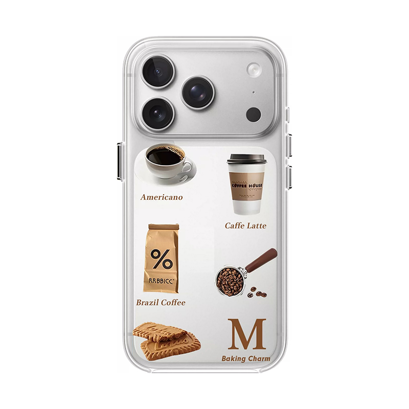 コーヒー柄iPhoneケース クリア アクリル 大開口