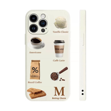 コーヒー柄iPhoneケース ホワイト シリコン レンズ個別穴