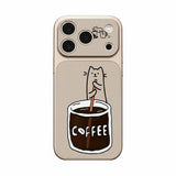 コーヒーねこ柄iPhoneケース ゴールド