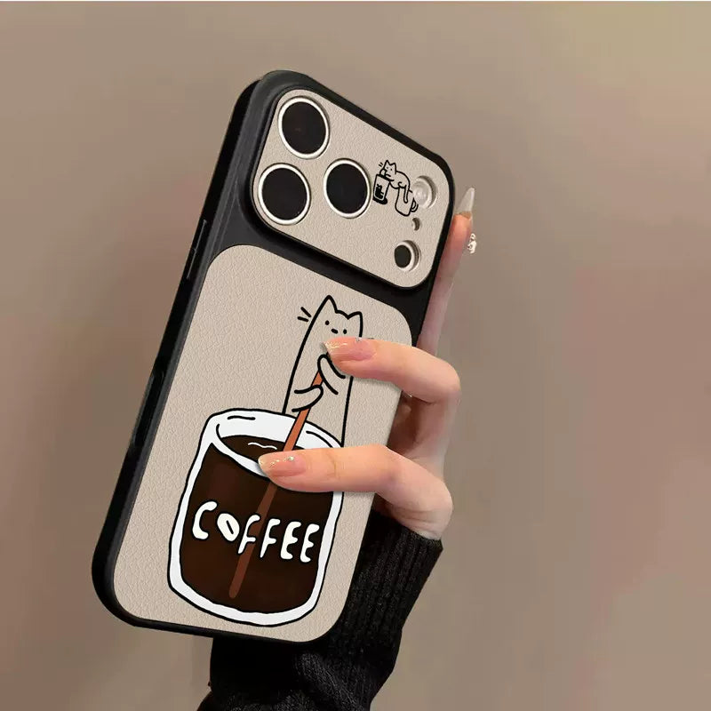 コーヒーねこ柄iPhoneケース デザイン・使用イメージ 3