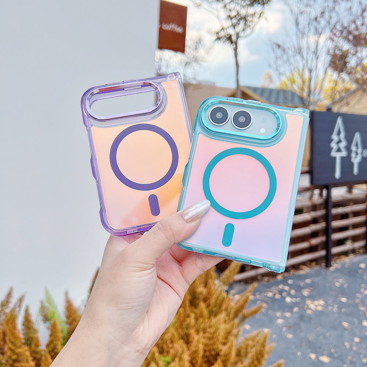 グラデーション 色フレーム 折りたたみiPhoneケース 使用・構造イメージ 10
