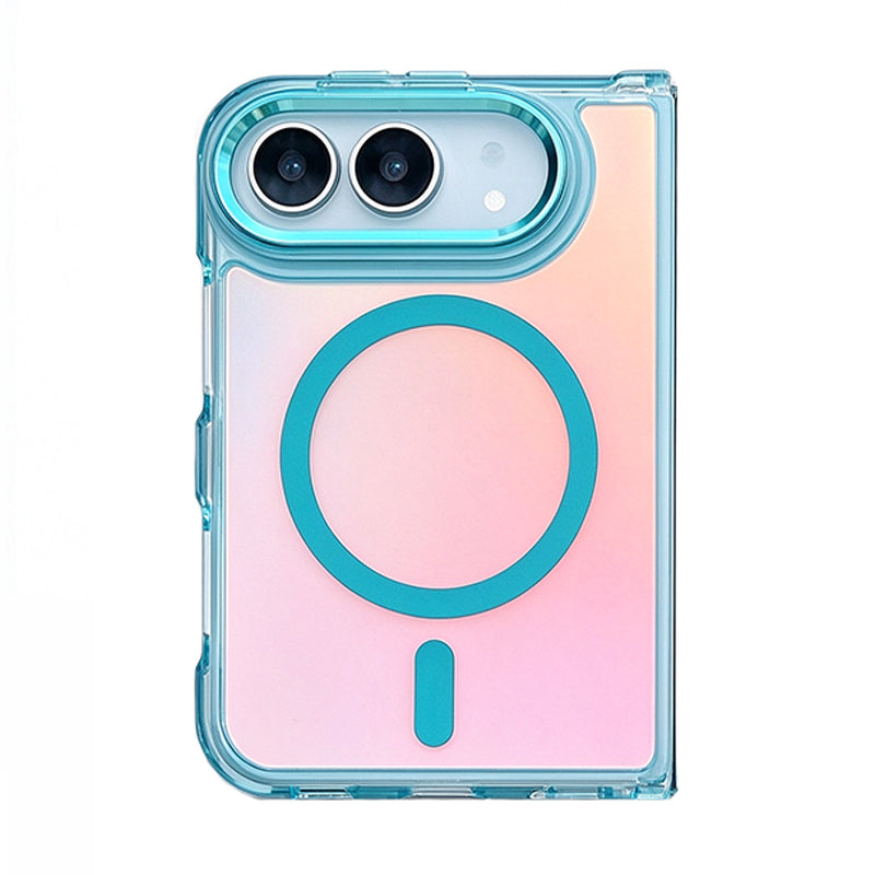 グラデーション 色フレーム 折りたたみiPhoneケース ライトブルー×ピンク