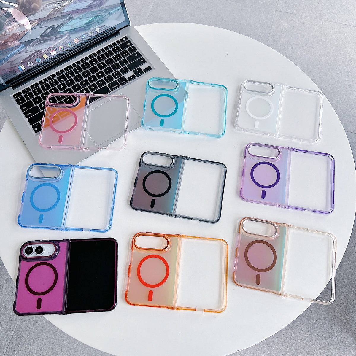 グラデーション 色フレーム 折りたたみiPhoneケース 使用・構造イメージ 24