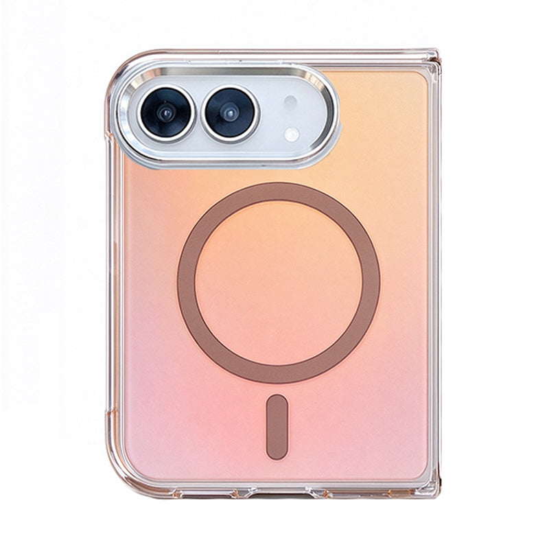 グラデーション 色フレーム 折りたたみiPhoneケース ベージュ