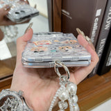 ネコ＆イヌ クリアしわ模様 折りたたみiPhoneケース 使用・構造イメージ 6