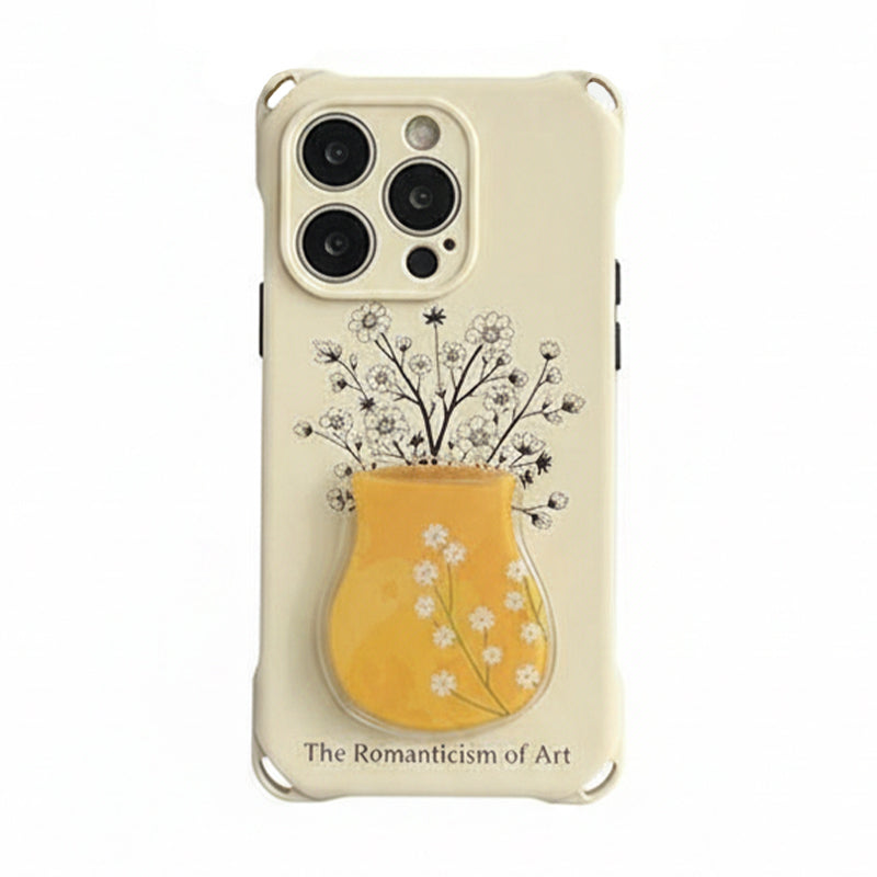 花瓶フラワー ビーズチェーン iPhoneケース スマホケース+スタンド(2点セット)