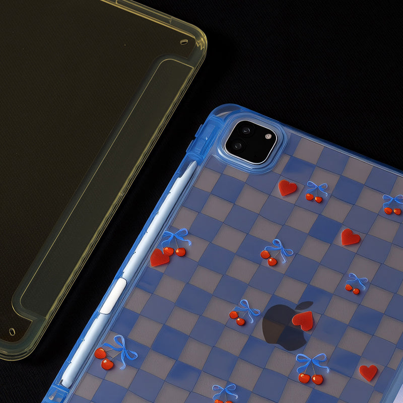 ブルーチェック チェリー＆ハート iPadケース 使用・構造イメージ 8