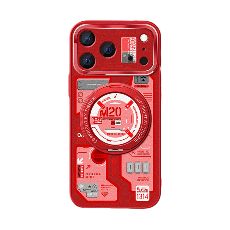 テック柄 回転リング iPhoneケース レッド