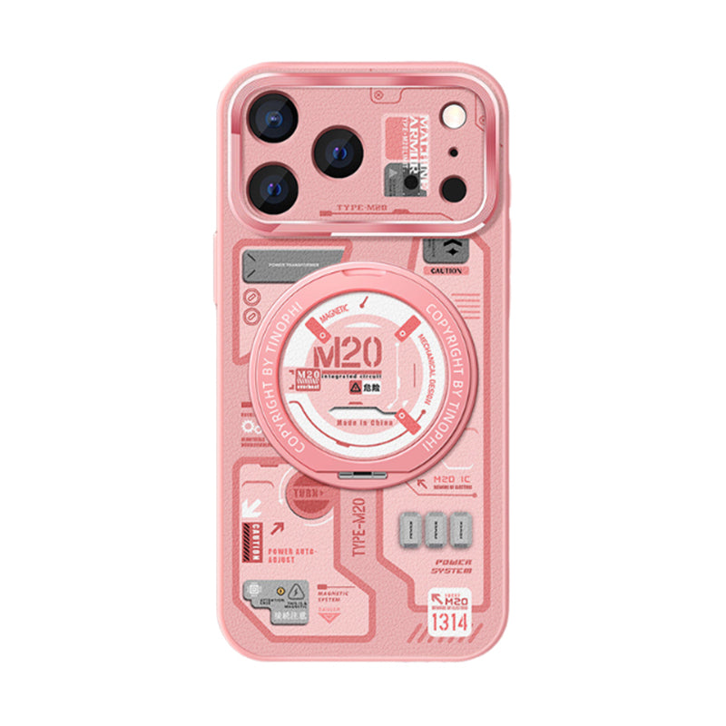 テック柄 回転リング iPhoneケース ピンク