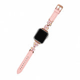 ピンクのフラワーメタル レザー調 Apple Watchバンド