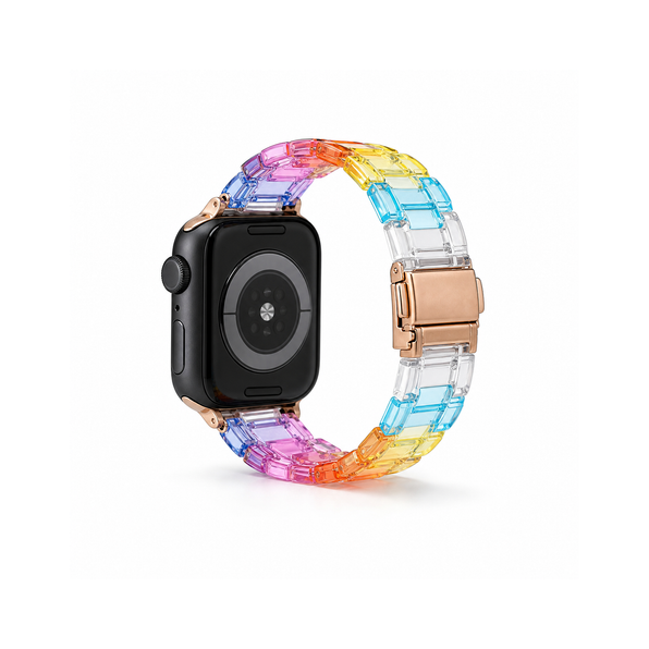 Rainbow-colored clear resin adjustable Apple Watch band (available in 8 colors)