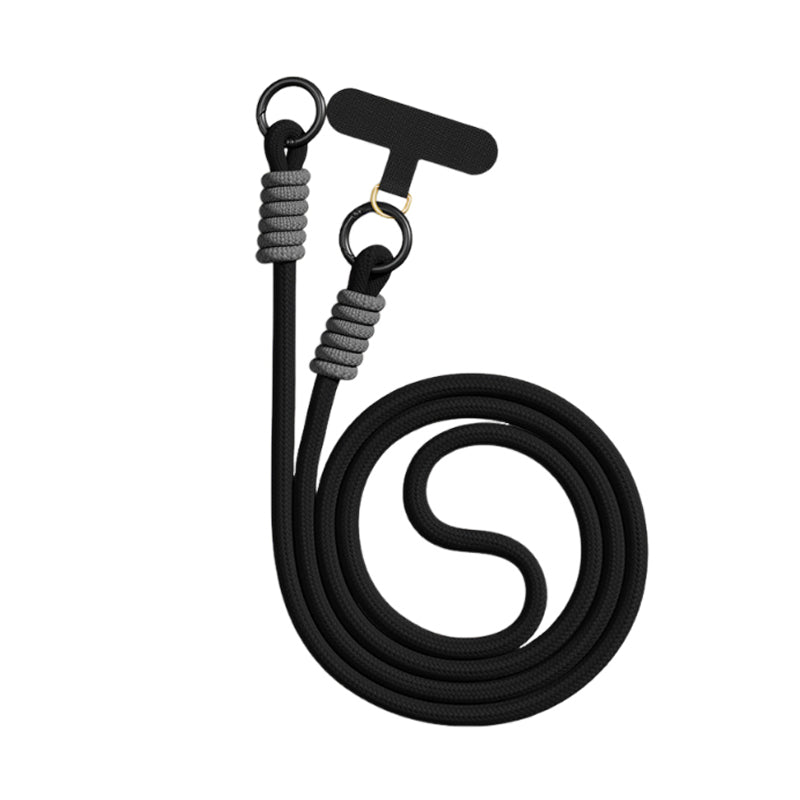スマホショルダーストラップ ブラック(ロング・長さ調節可能) 白背景商品画像