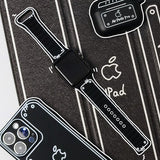 マグネットブラック Apple Watch モノクロ線画シリコンバンド SKU