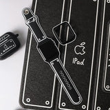 ブラック(ロング)＋ブラックケース Apple Watch モノクロ線画シリコンバンド SKU