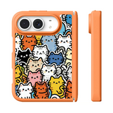 ドッグ＆キャット柄の折りたたみスマホケース、正面と側面の実物参考画像