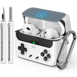 AirPods ケース ゲームコントローラー型 パールホワイト クリーニングペン付き レトロゲーム機風 Pro第3世代 第4世代対応