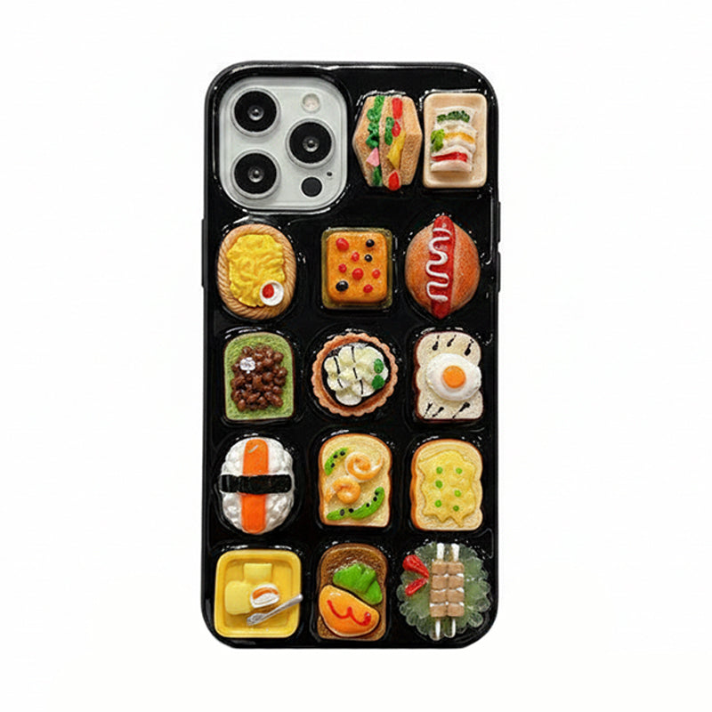 立体ミニチュアフード レジンデコ iPhone ケース ブラック